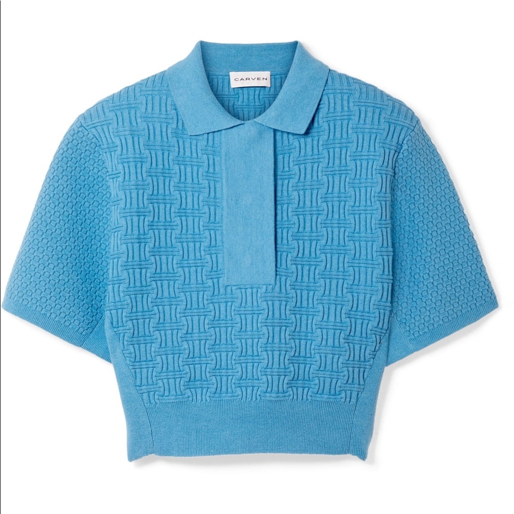 Carven Cropped textured cotton-blend top